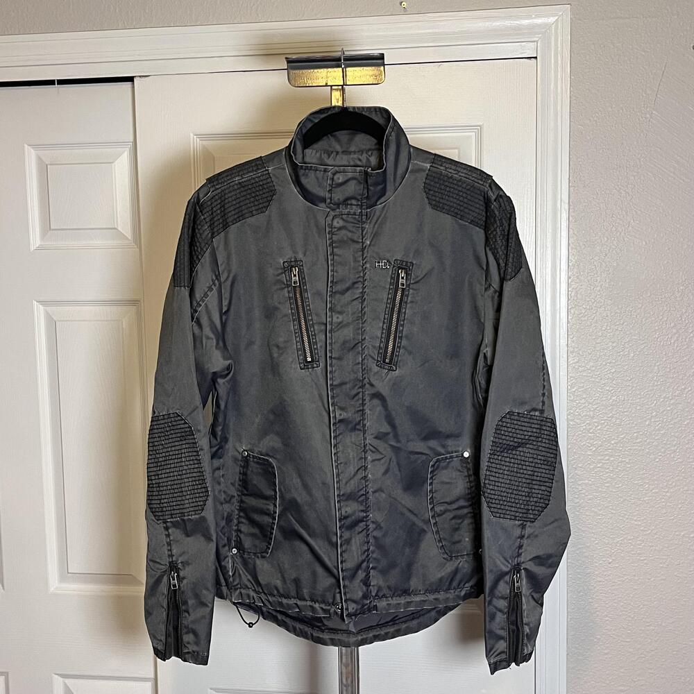 Harley Davidson Riding Jacket Men Medium Vintage Nylon Moto Biker Zipper Pockets